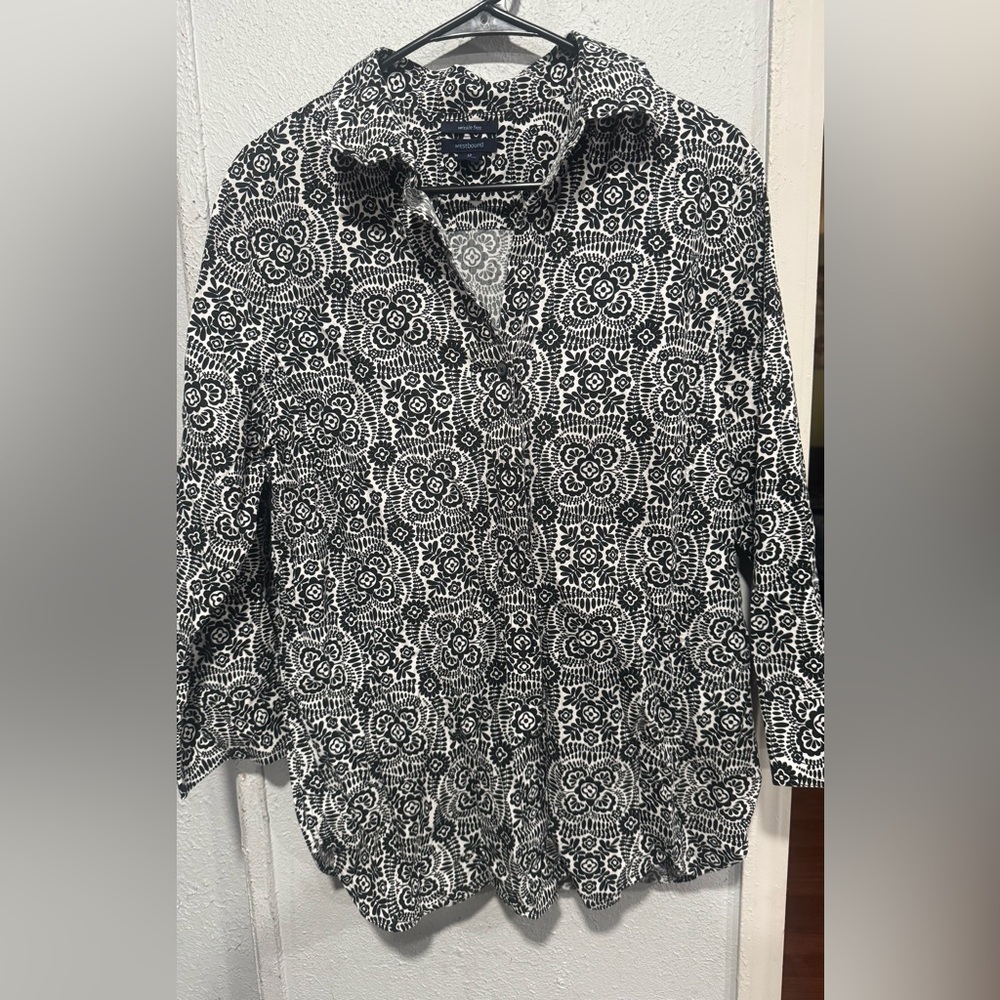 Westbound Black and White Floral Button-Down Shirt